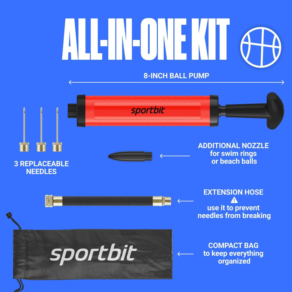 Basketball Pump – Ball Pump for Sports Balls with Push & Pull Inflating System – Hand Pump for Basketball