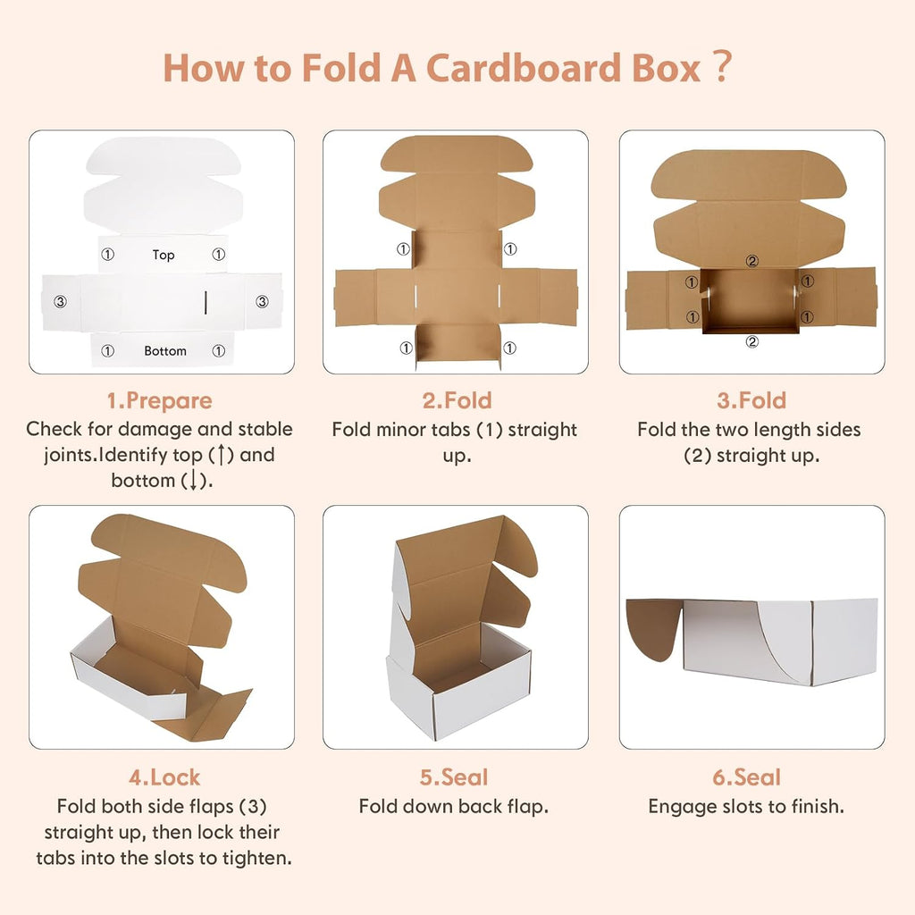 Shipping Boxes 25 Pack, Corrugated Cardboard Mailer Boxes for Small Business, Easy Fold Literature Mailers, Heavy