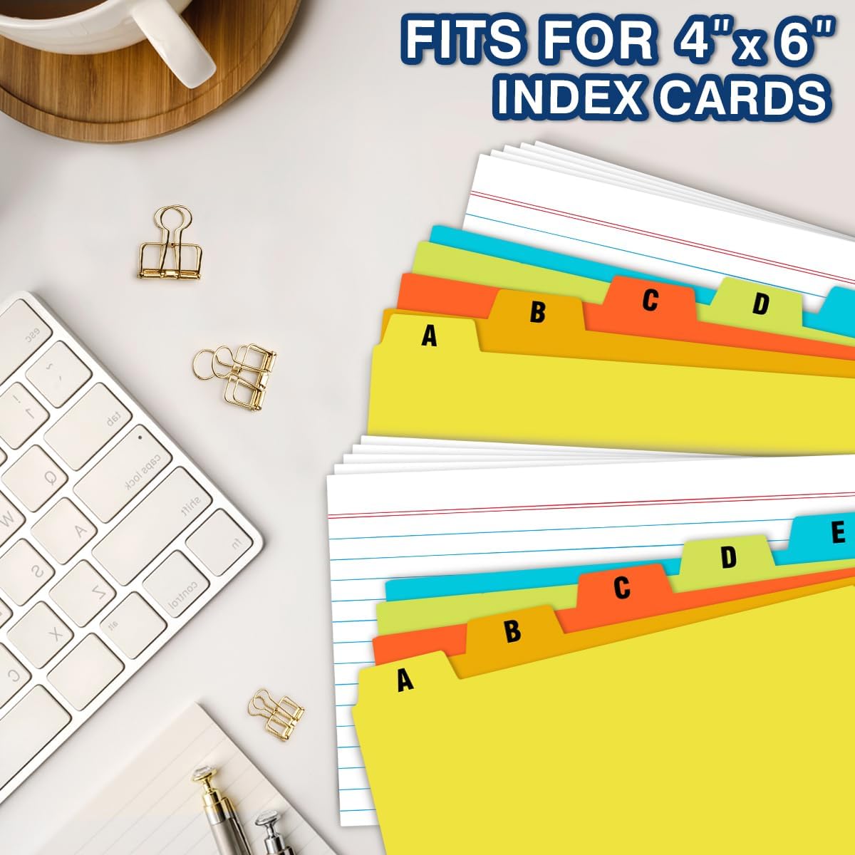 4"x6" Plastic Index Card Dividers, Primary Colors, 25 Pack | Heavyweight, A-Z, Made of Polypropylene, Alphabetical