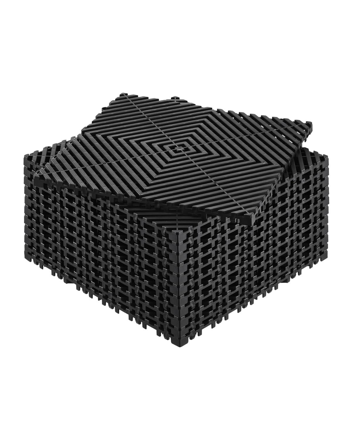 Interlocking Drainage Mat, 12” x 12” Modular Interlocking Cushion, 12 Pcs Splicing Drainage Mats, Non-Slip PP