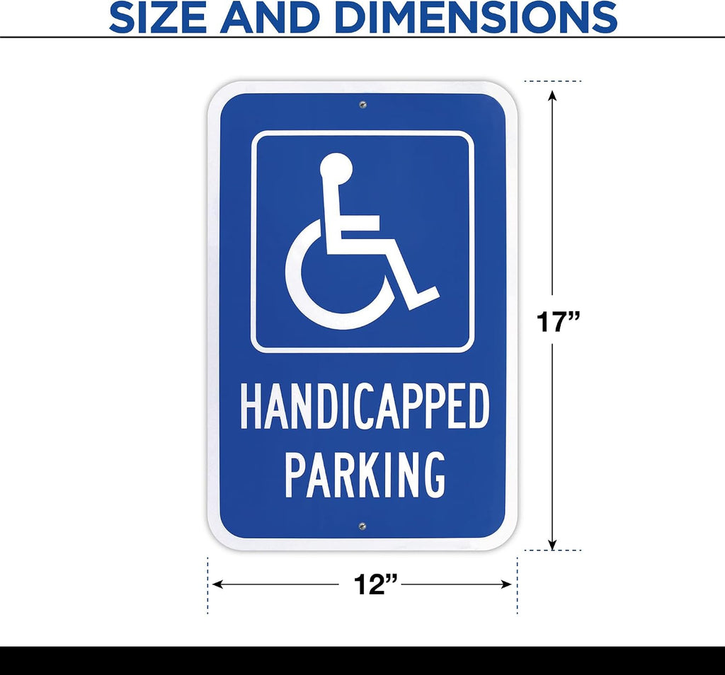 4-Pack Handicapped Parking Sign 12x18 Engineer Grade Aluminum | Engineer Grade - Rust Free - Weatherproof - UV Coated