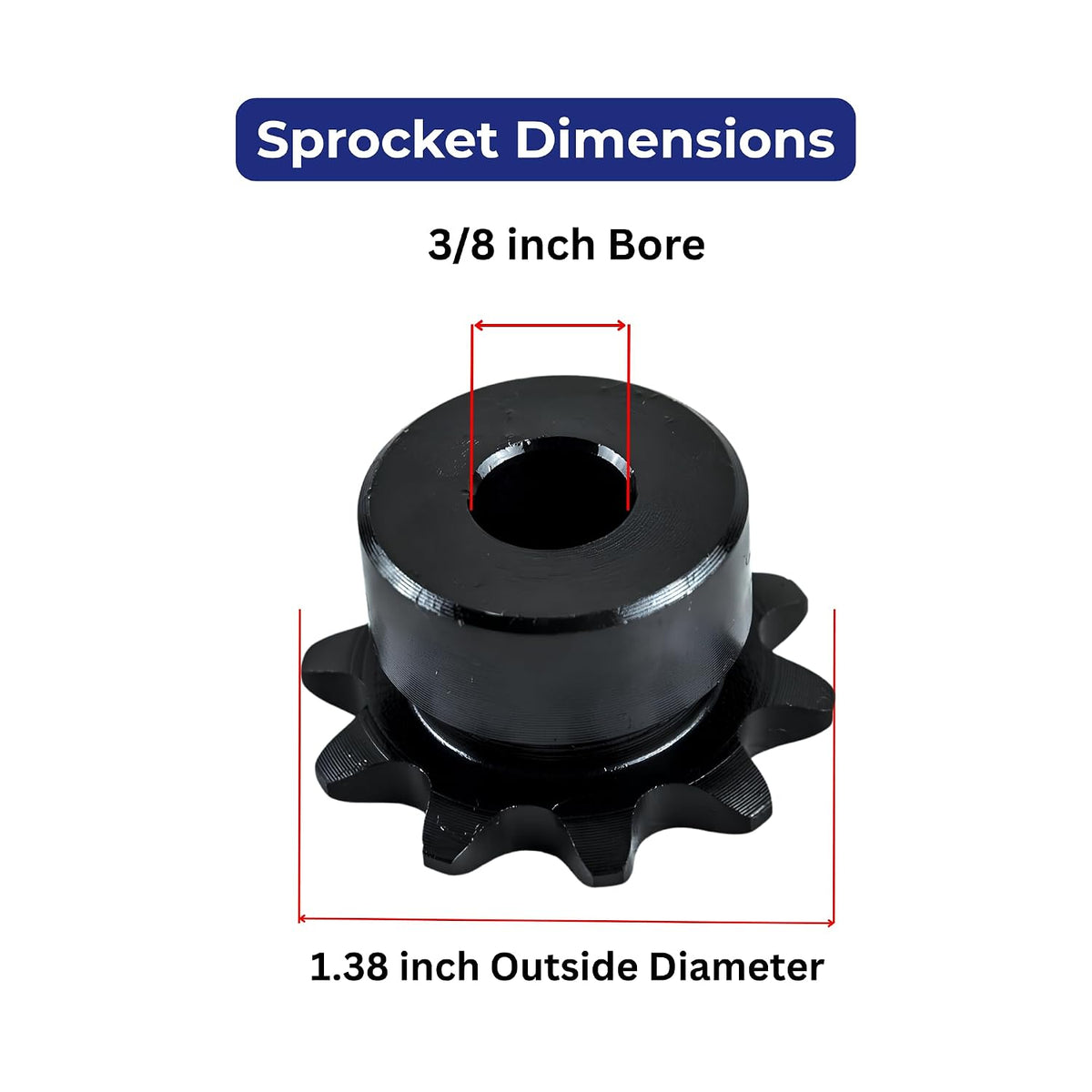 Jeremywell #35 Roller Chain Sprocket, 10 Tooth B-Hub, 3/8" Bore
