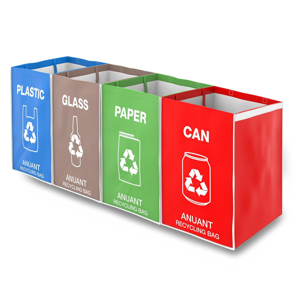 Separate Recycling Waste Bin Bags for Kitchen Office in Home - Large Size Sturdy Double Handles 10 Gallon Recycle
