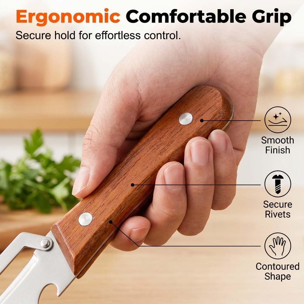 Vegetable Peeler for Kitchen,Multifunctional Stainless Steel Peeler with Wooden Handle and Bottle Opener, 2026 New