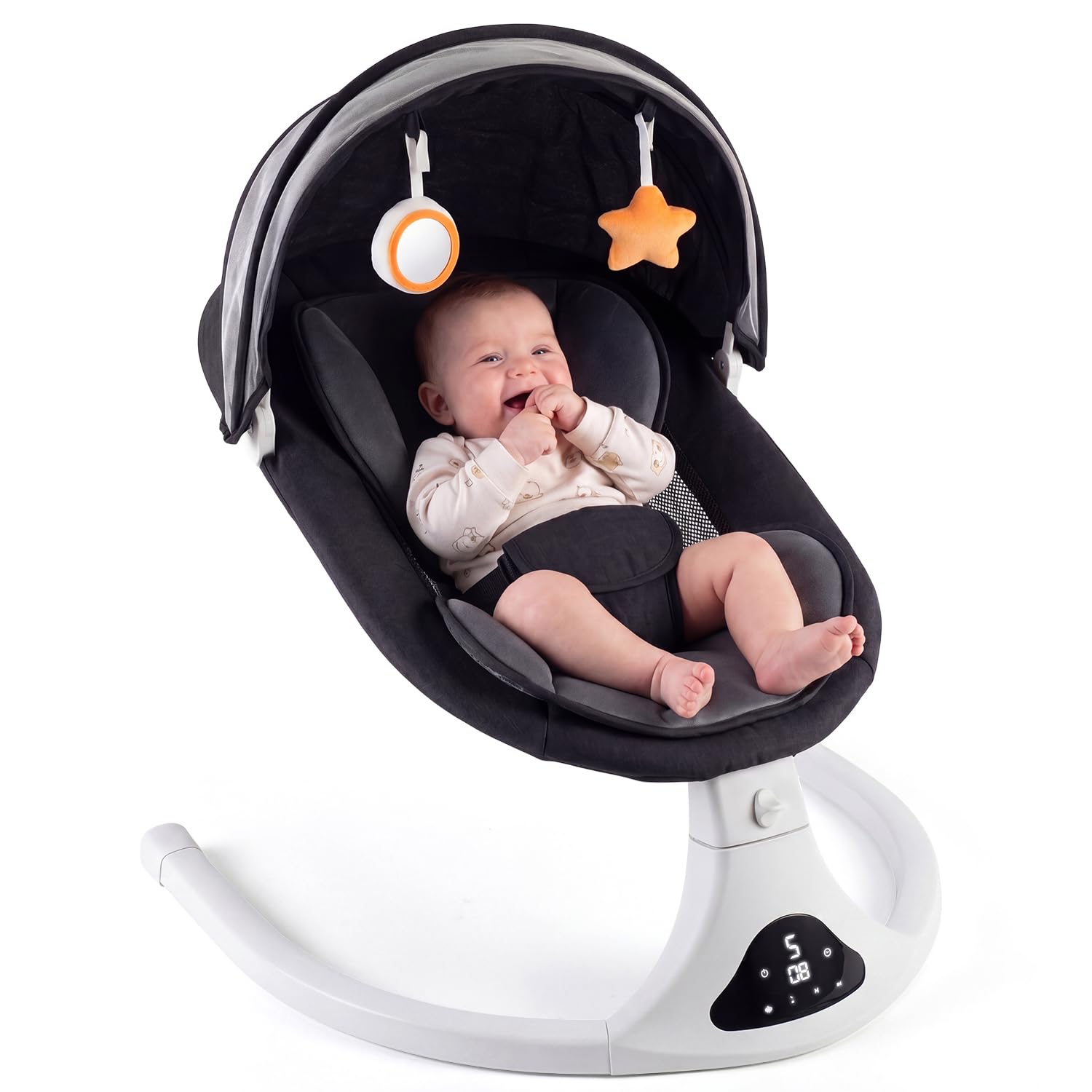 Electric Baby Swing for Infants to Toddler| Portable Infant Swing with Remote Control, Rocker with 5 Speeds, 3-Point