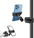 Phone Holder for Mic Stand, Treadmill, Spin Bike, Stroller, Adjustable Clamp on Phone Holder for Microphone Stand