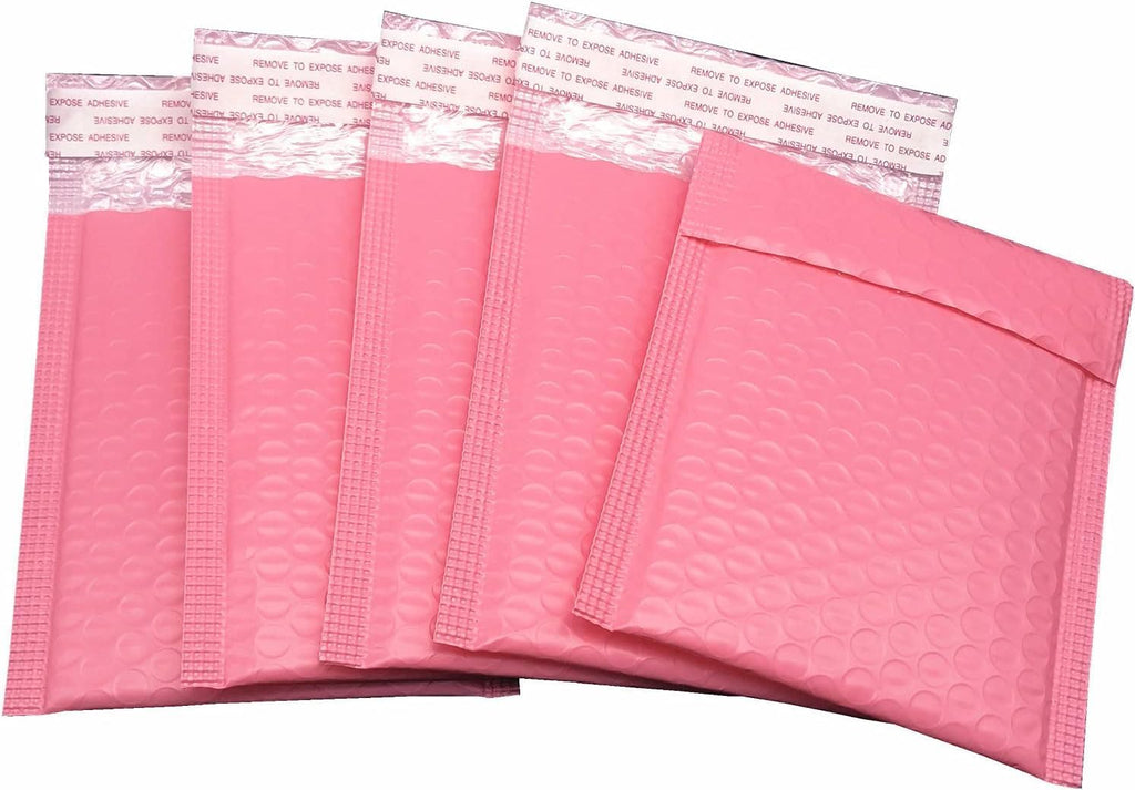 Water Resistant Bubble Envelope Mailers [10 Pack] 8.5 inch x 11 inch #2 Pink Poly Padded Shipping Envelopes Self