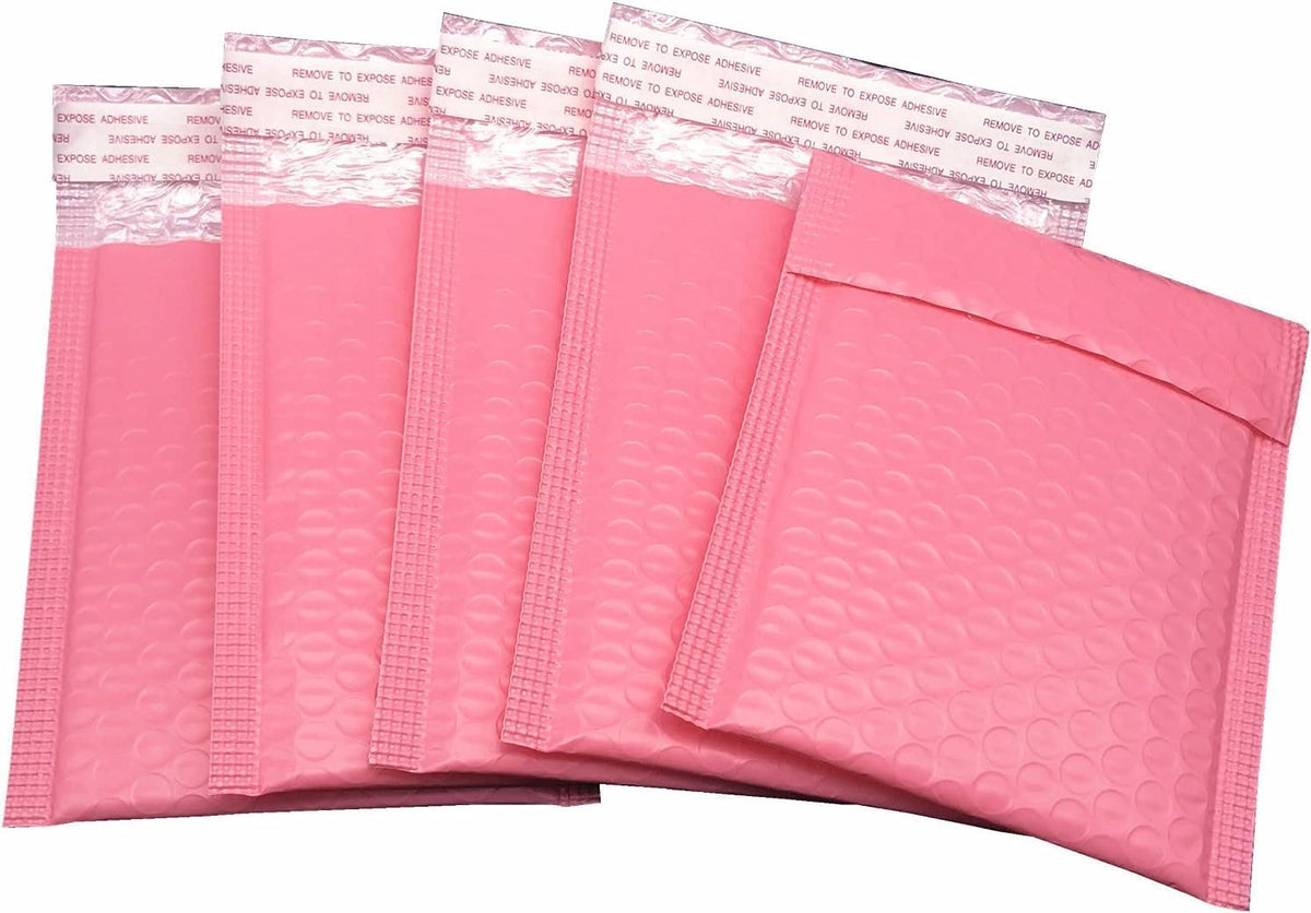 Water Resistant Bubble Envelope Mailers [10 Pack] 8.5 inch x 11 inch #2 Pink Poly Padded Shipping Envelopes Self
