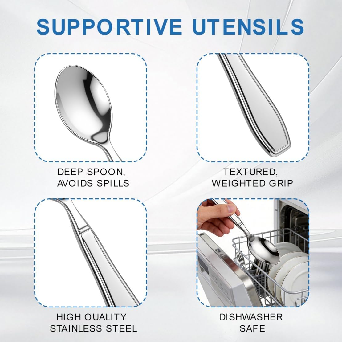 Weighted Utensils for Hand Tremors and Parkinsons Patients Heavy Weight Spoons Stainless Steel Silverware Adaptive