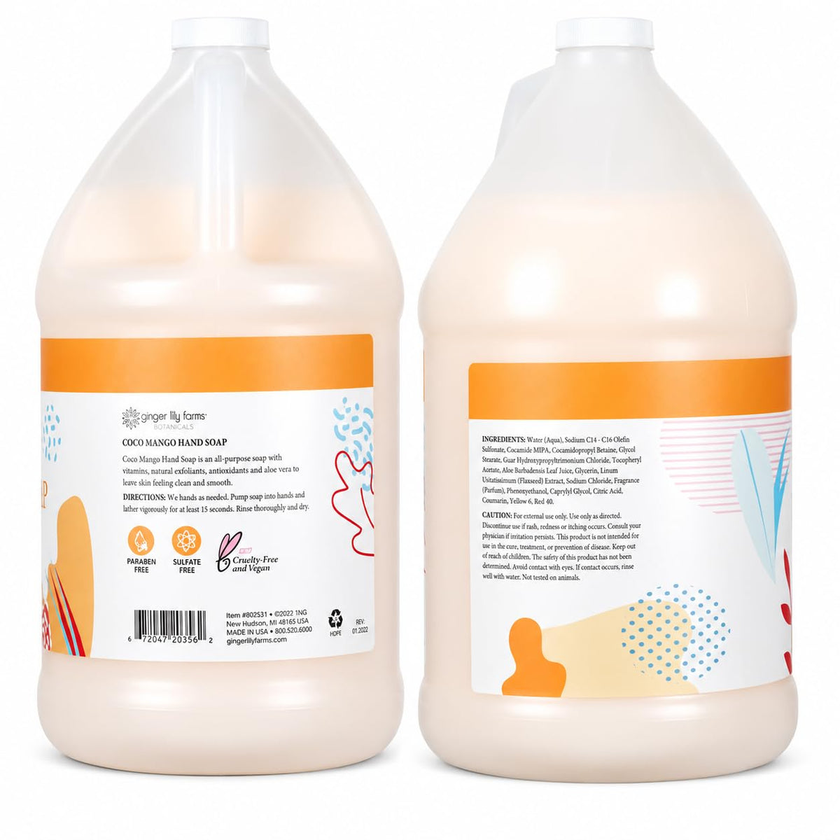 Botanicals Hand Soap, 128oz, Coco Mango