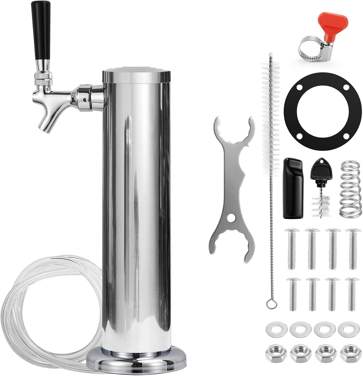 Kegerator Single Tap Tower, Pre-assembled Keg Tower with Kegerator Parts