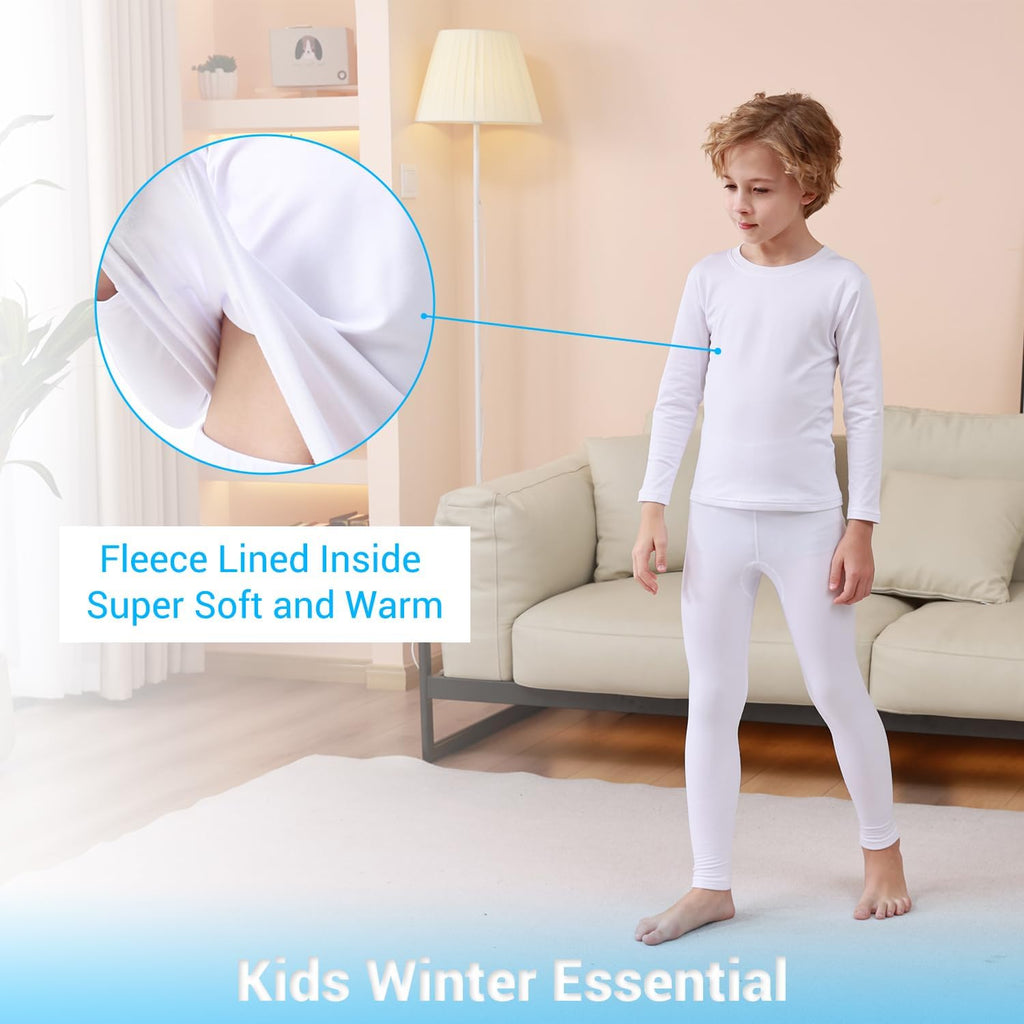 Thermal Underwear Set for Boys Long Johns Fleece Lined Set Kids Ultra Soft Base Layer Top Bottom Warm Set for Skiing