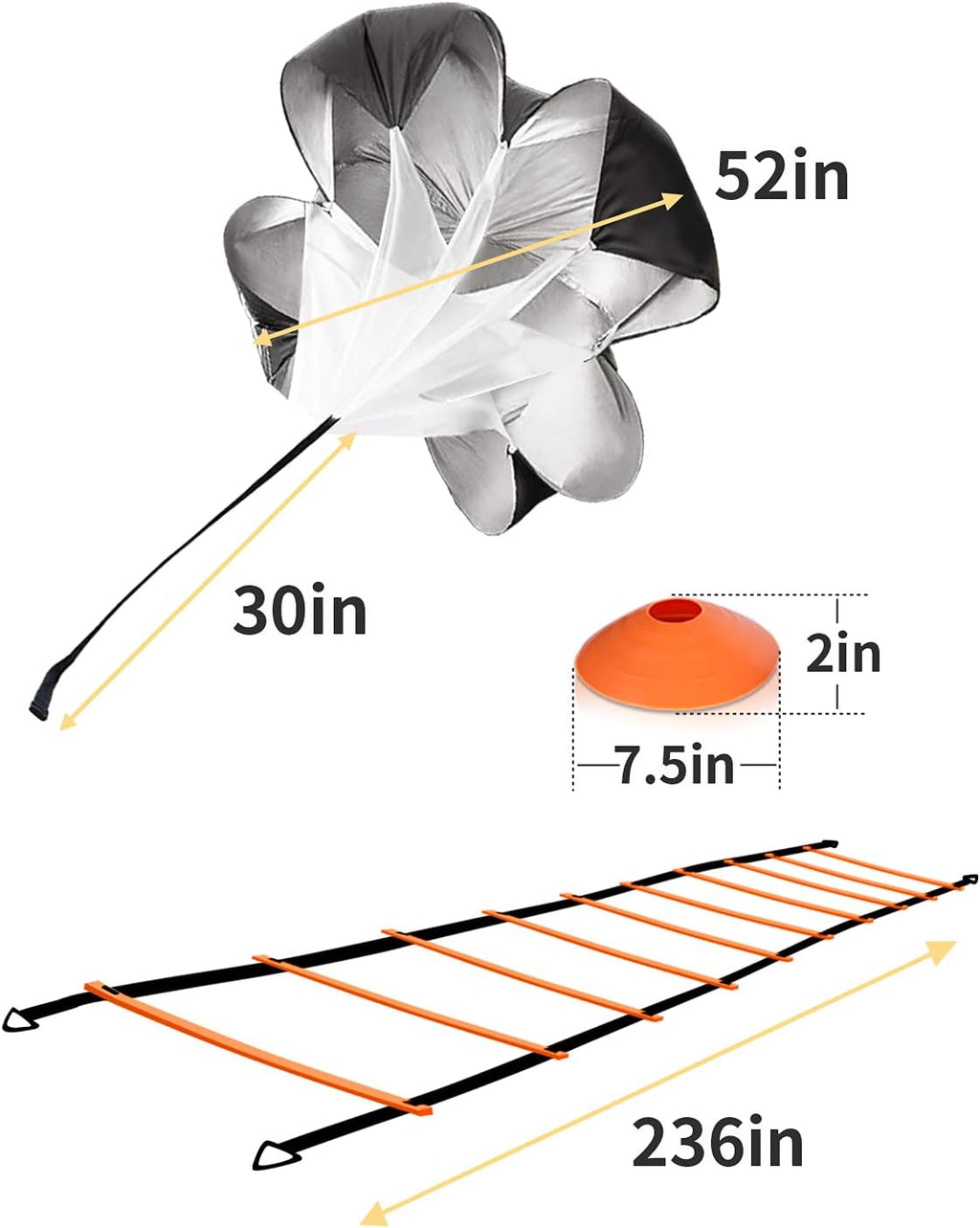 Agility Ladder,Football Training Equipment Set,4 Agility Hurdles, 20 feet12 Rungs Speed Ladder,12 Disc