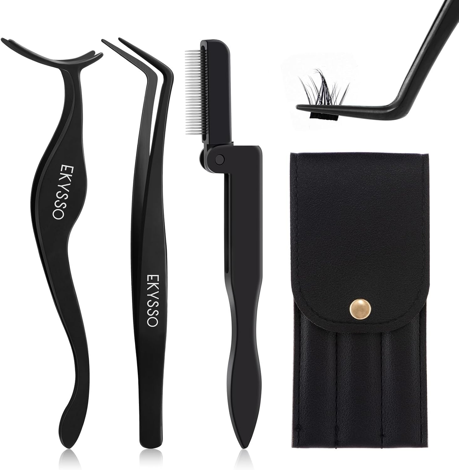 Lash Applicator Tool, 3-IN-1 Lash Cluster Tweezer for DIY Lashes | Lash Applicator Tweezers Kit, DIY Individual