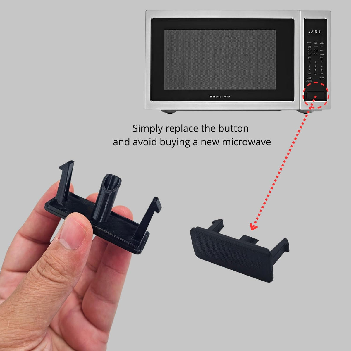 EMALPE Microwave Button Replacement for KitchenAid/Whirlpool Models, Rectangular Door Eject Button (Black)