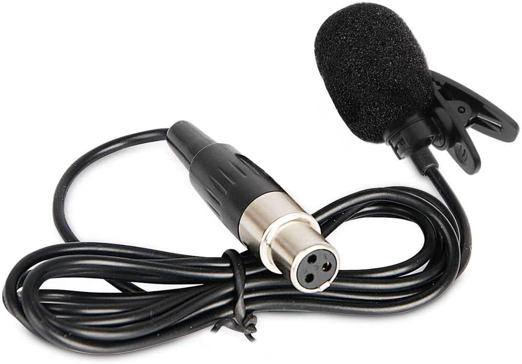 Lavalier Lapel Microphone with Mini XLR Jack, Hand-Free Clip-on Lapel Mic Compatible with Wireless Mic System UHF