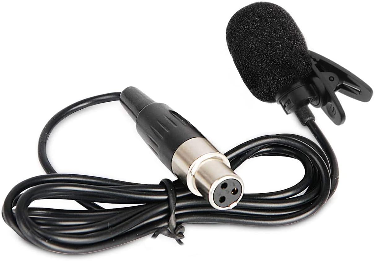 Lavalier Lapel Microphone with Mini XLR Jack, Hand-Free Clip-on Lapel Mic Compatible with Wireless Mic System UHF