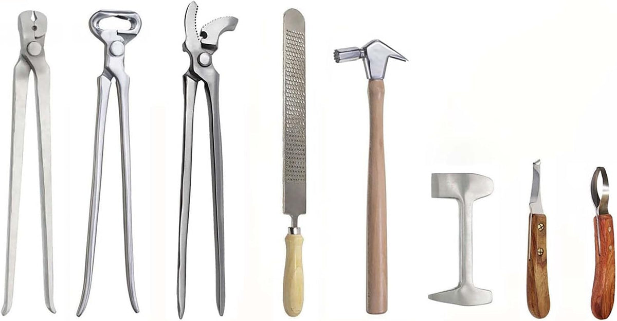ProRider USA 8 Piece Horse Shoe Farrier Hoof Grooming Tool Nipper Kit w/Leather Bag 98499C