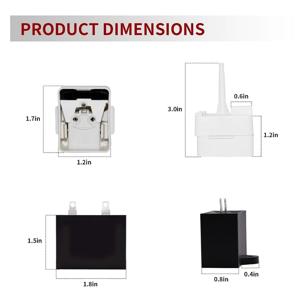 W10613606 Refrigerator Compressor Start Relay and Capacitor Replace Part Number W10416065, PS8746522, 67003186
