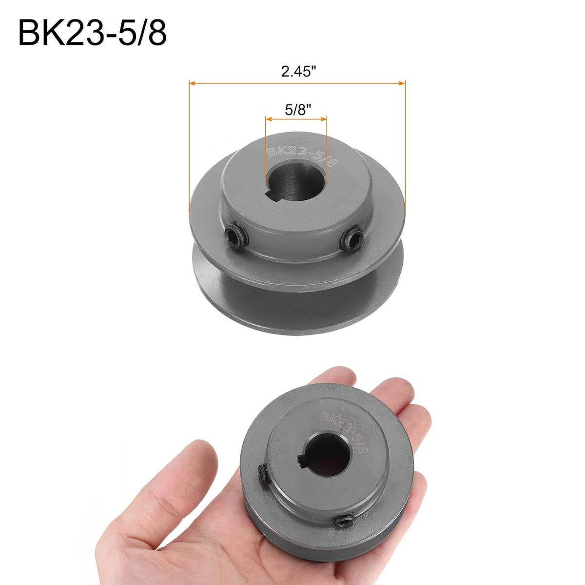uxcell BK23-5/8V-Belt Sheave 5/8"Bore 2.45"OD Single Groove Web Sheave
