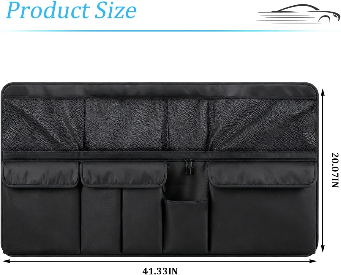 Car Trunk Organizer, Collapsible Large Capacity Vehicle Backseat Hanging Storage Bag with 9 Pockets, Automotive