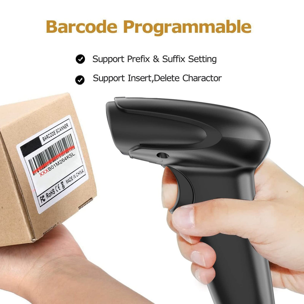 USB Wireless Barcode Scanner, 2.4GHz Handheld Automatic 1D Laser Barcode Scanner Reader 328 Feet Transmission