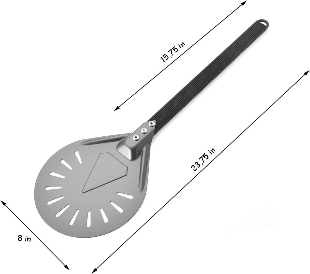 Turning Pizza Peel with 8" Aluminum Round Pizza Paddle,23.6" Overall,Outdoor Pizza Oven Accessories