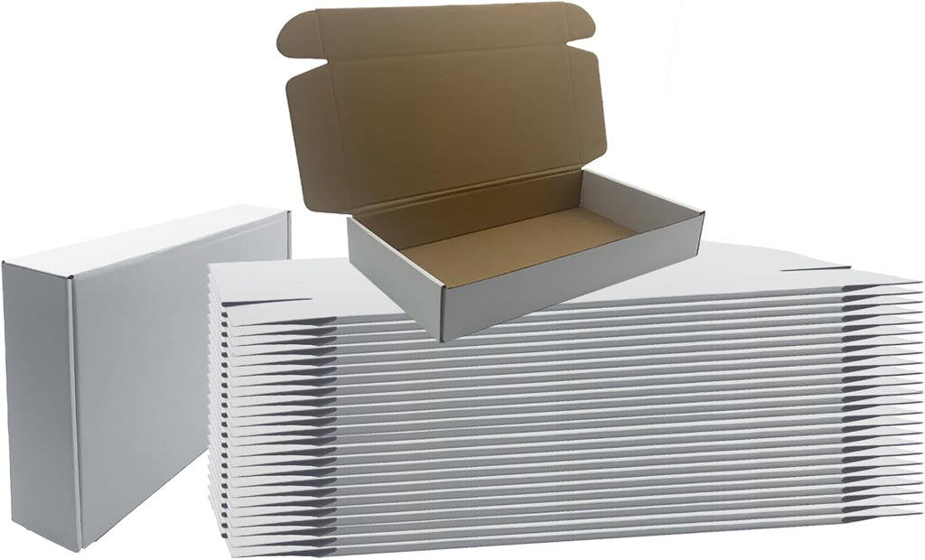 12x6x2 inches Shipping Boxes Set of 25, White Corrugated Cardboard Mailers