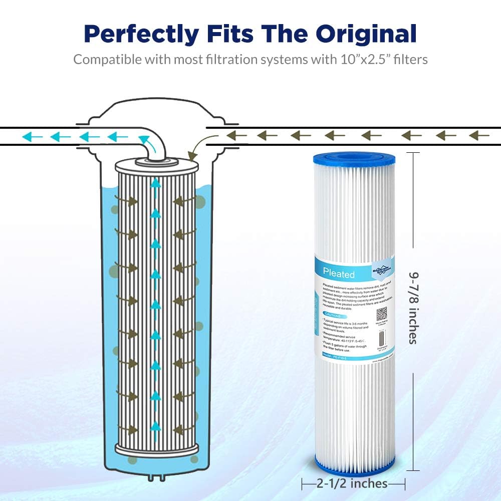 Membrane Solutions 5 Micron 10"x2.5" Pleated Sediment Water Filter