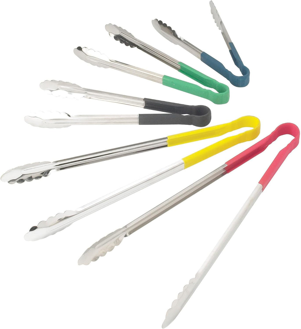 12" Red Serving Tongs with Non-Slip Grip