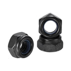 Kozelo 10Pcs M8-1.25 Nylon Locking Hex Nuts CarbonSteel Black