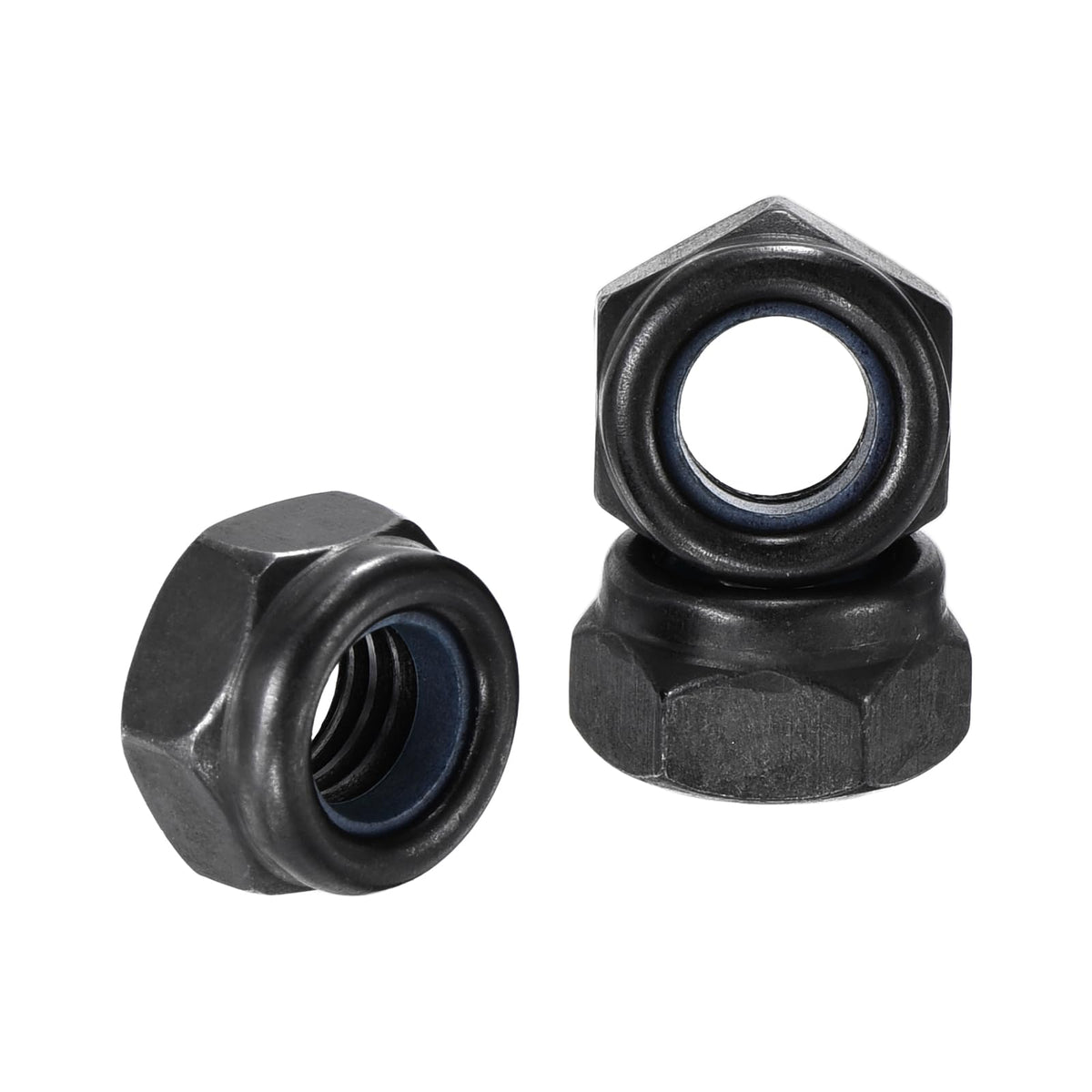 Kozelo 10Pcs M8-1.25 Nylon Locking Hex Nuts CarbonSteel Black