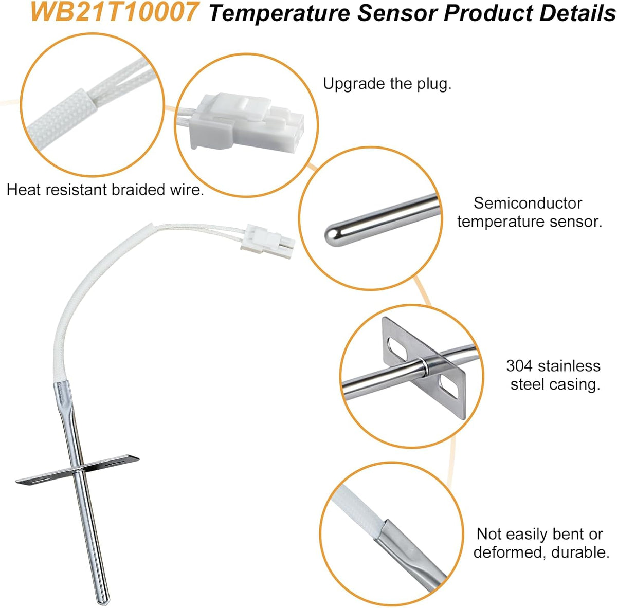 Temperature Sensor WB21T10007 Compatible With GE Stove Oven Range