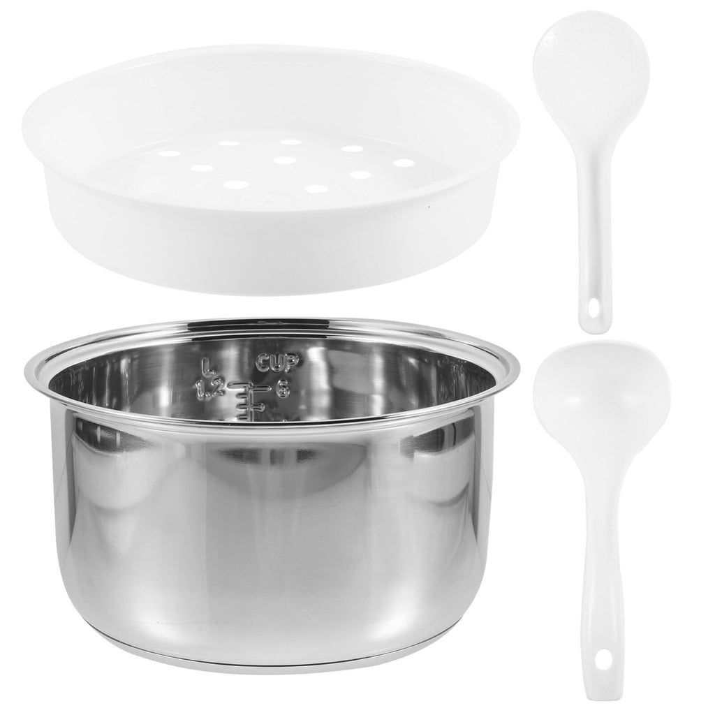 Hemoton Rice Cooker Inner Pot Replacement 3L Silver
