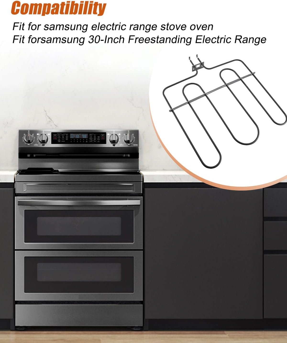 DG47-00045A Broil Element Heater Fit for Samsung Electric Freestanding Range Oven Heating Element Replace AP5577663 3553995 PS4240842 EAP4240842