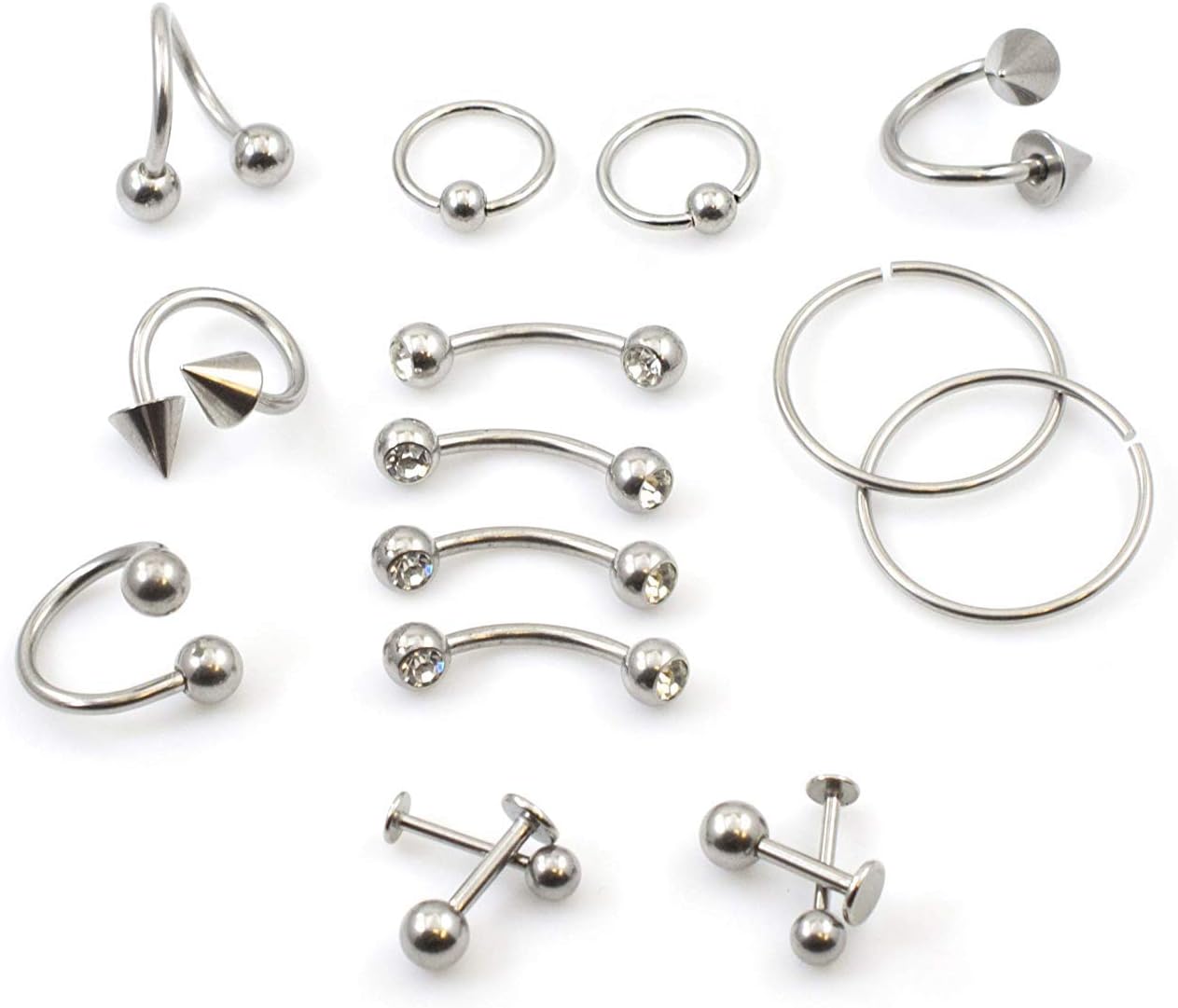 Piercing Kit 22 Pieces Include Jewelry Forcep Needles and Gauge Measurement Tool