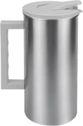 Metal Water Pitcher with Lid,60oz Stainless Steel Juice Container Gray