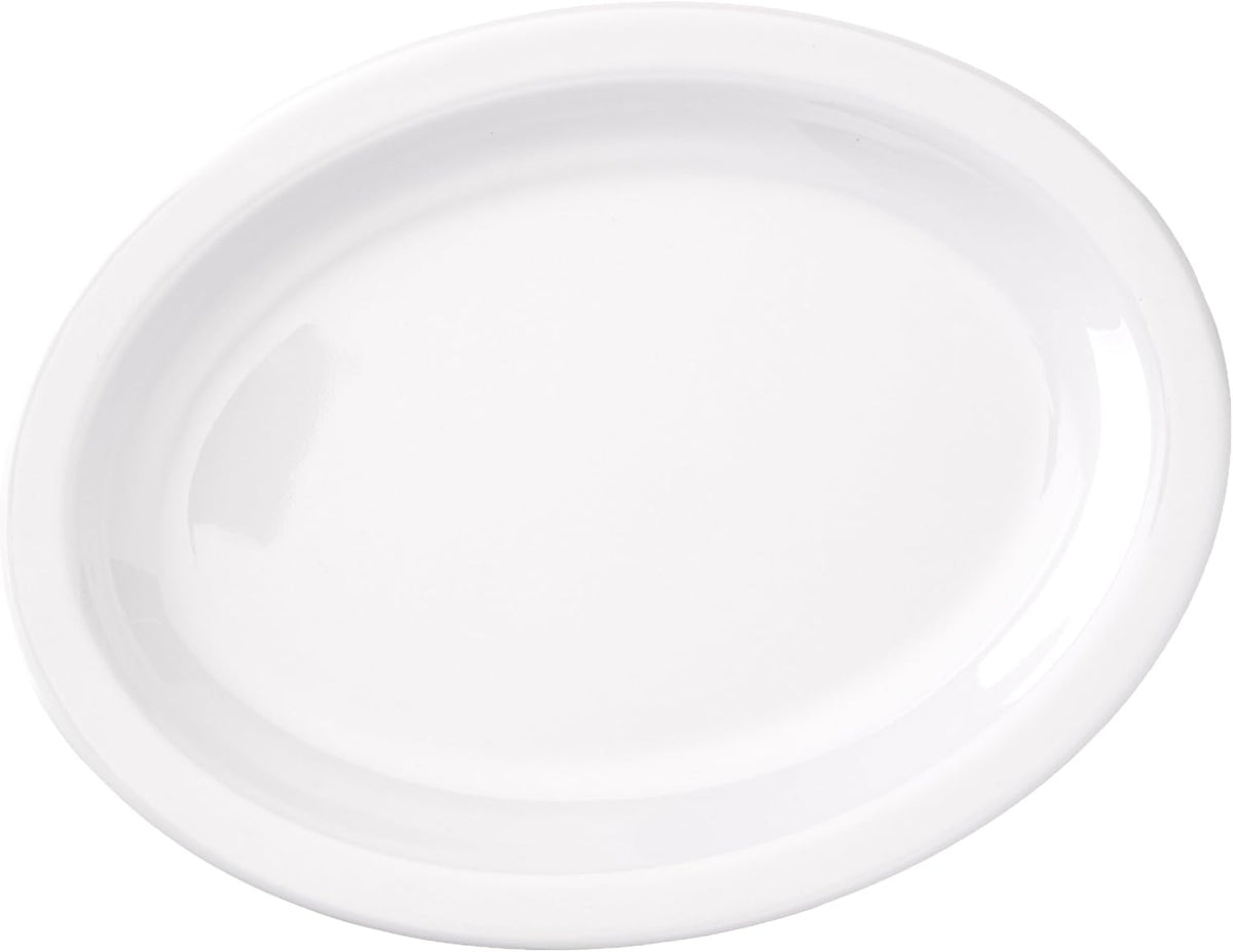 9 3/4" x 6 3/4" White Oval Melamine Platter, Pack (Set of 12)