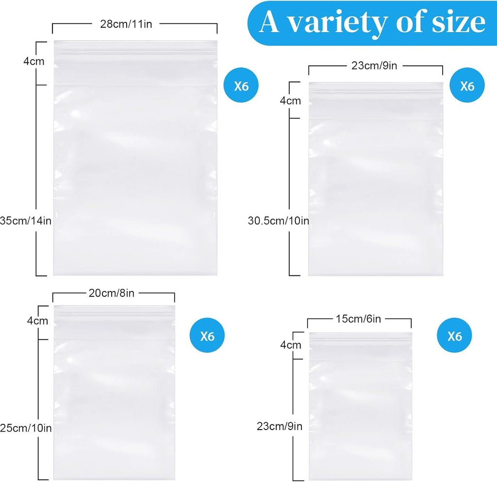 600 Pcs Cello Bags, 6'' X 9", 8'' X 10", 9'' X 12", 11'' X 14"