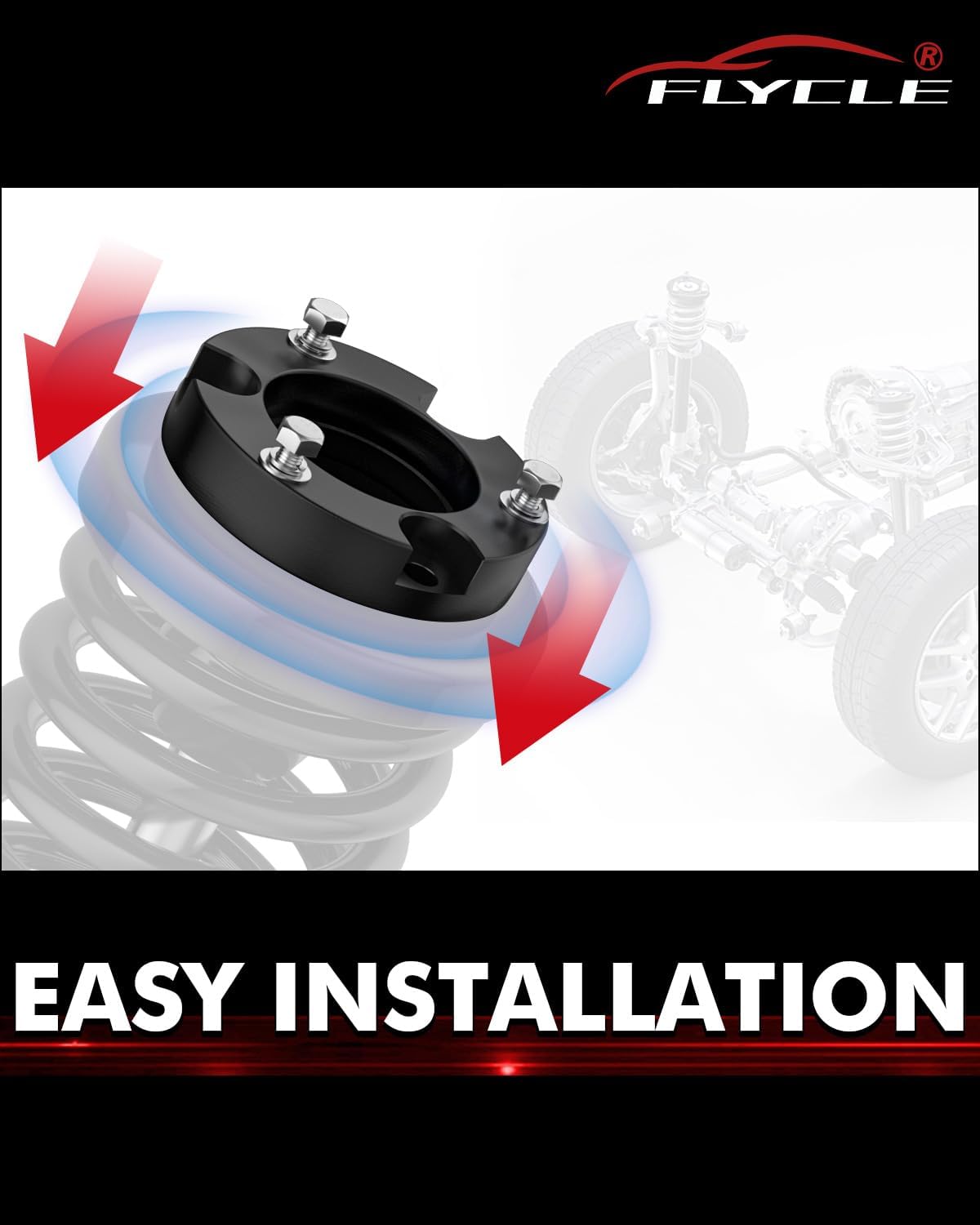 FLYCLE 2 inch Leveling Kits for 2005-2023 Tacoma, 2003-2023 4Runner, 2007-2015 FJ Curiser, Front Strut Spacers 2'' Lift Kit Compatible with Tacoma 4Runner FJ Curiser