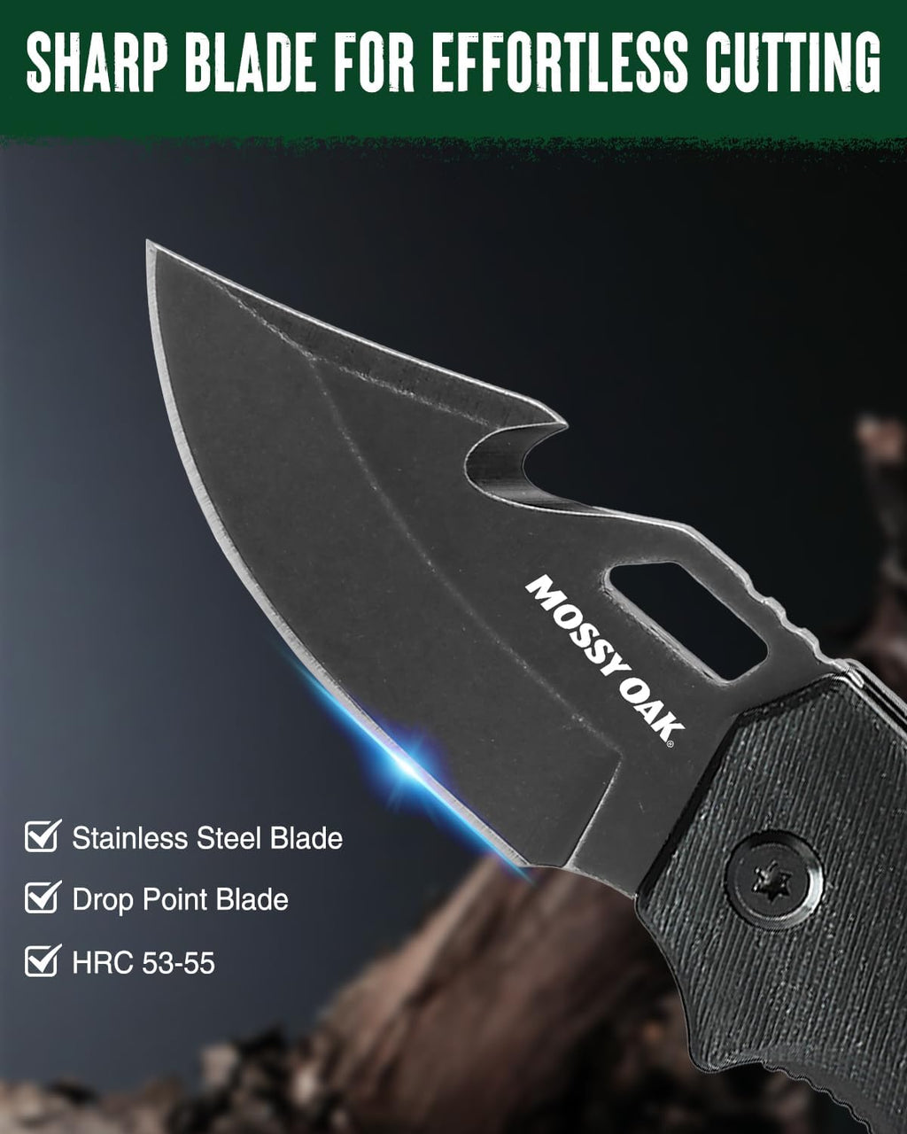 Mini Folding Pocket Knife with G10 Handle, Black | 2.5" Stainless Steel Drop Point Blade, EDC Knife Multifunction