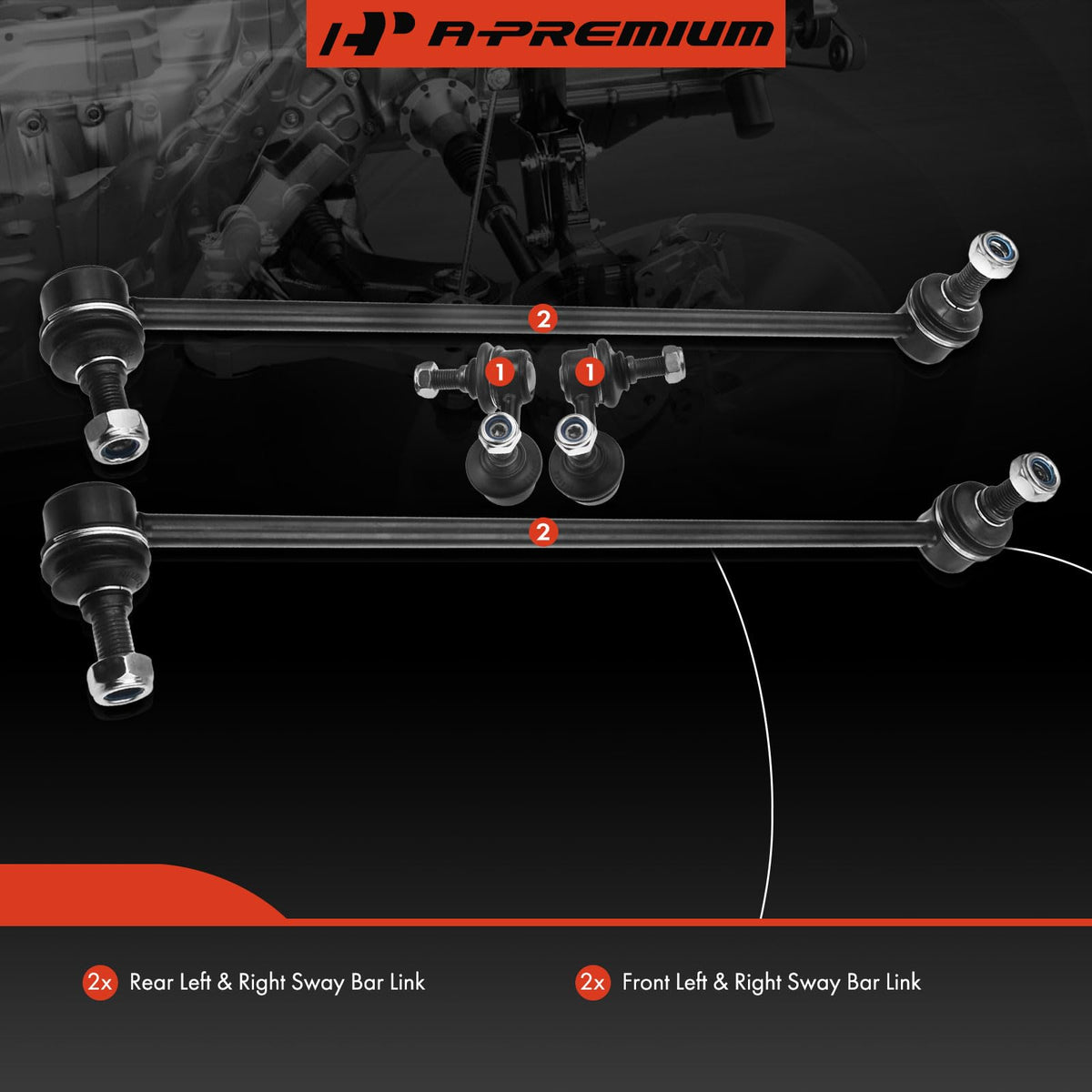 A-Premium Front & Rear Sway Bar Link Stabilizer Bar End Link Kit