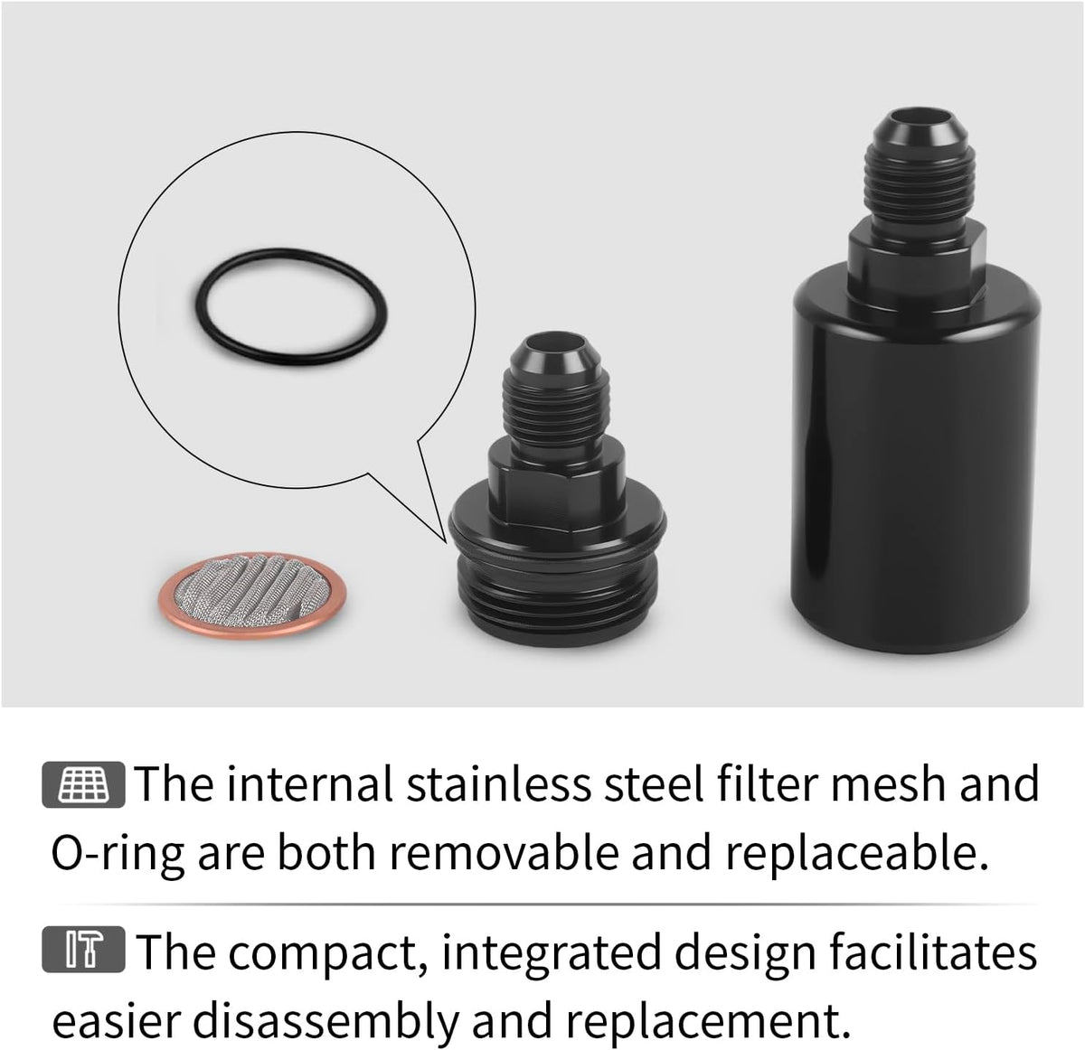 AN6 Fuel Filter 40 Micron Inline Gasoline Filter