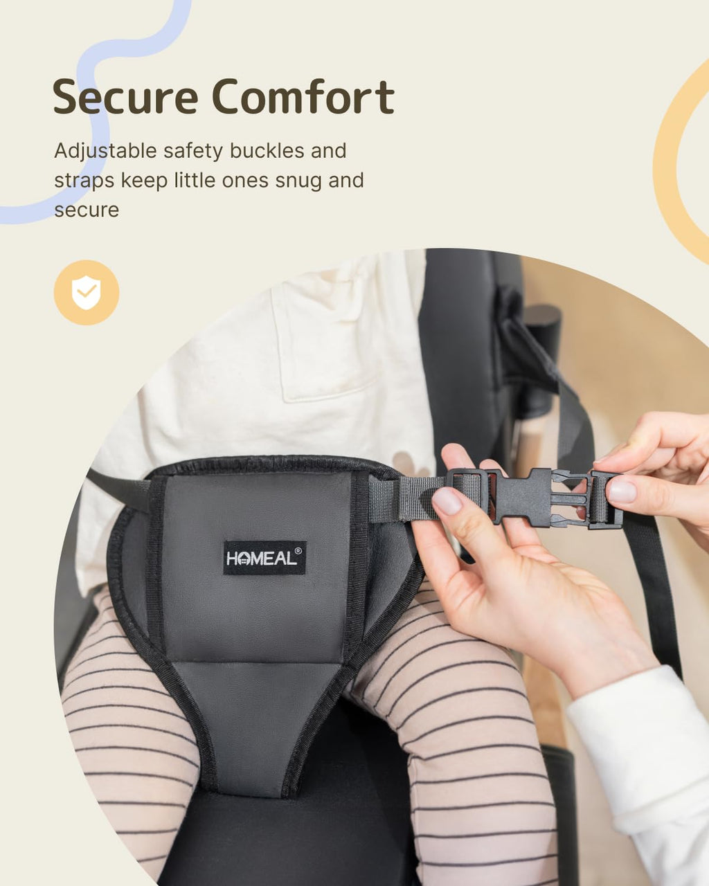 Booster Seat for Kitchen Chair, Breathable Toddler Booster Seat for Dining Table with Backrest and Adjustable Straps