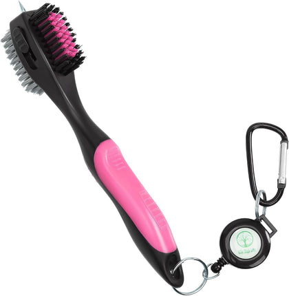 Golf Club Brush, Club Groove Cleaner with 2 Ft Retractable Extension Cord and Aluminum Carabiner, Golf Bag