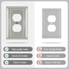 Metal Wall Plate for Electrical Outlets, Outlet Covers Wall Plate, 6 Pack