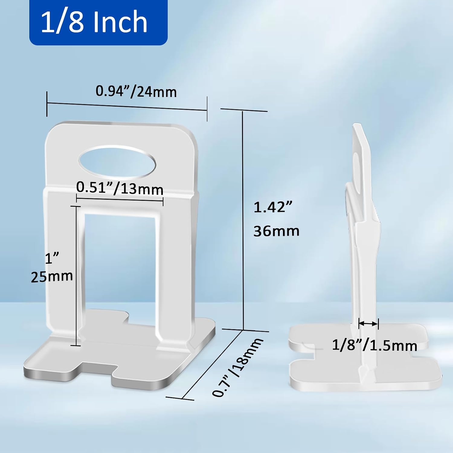 Tile Spacers 2400 Pcs Tile Clips, Tile Leveling System Clips 1/8 Inch | Tile Leveling Clips for Floor Wall