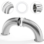 2 Pack 90 Degree Sanitary Elbow Stainless Steel Tri Clamp Sanitary Pipe Fitting With Silicone Gaskets (1-1/2inch)