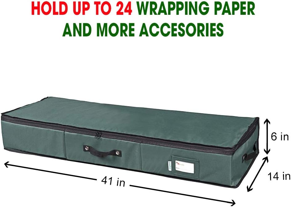 Wrapping Paper Storage Container | Gift Wrap Organizer Under Bed | 41”x14”x6” | Box Holder for 18-24 Rolls Up to 40”