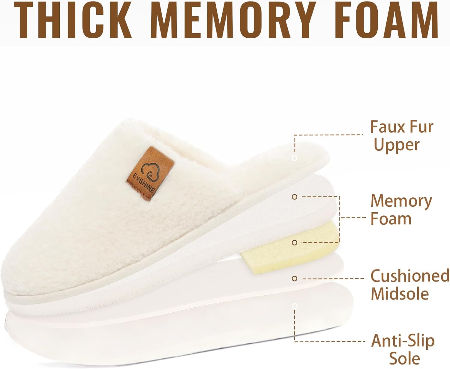 Fuzzy House Slippers for Women with Comfortable Memory Foam | Lightweight Closed-Toe Indoor Scuff Shoes for Cozy Warm